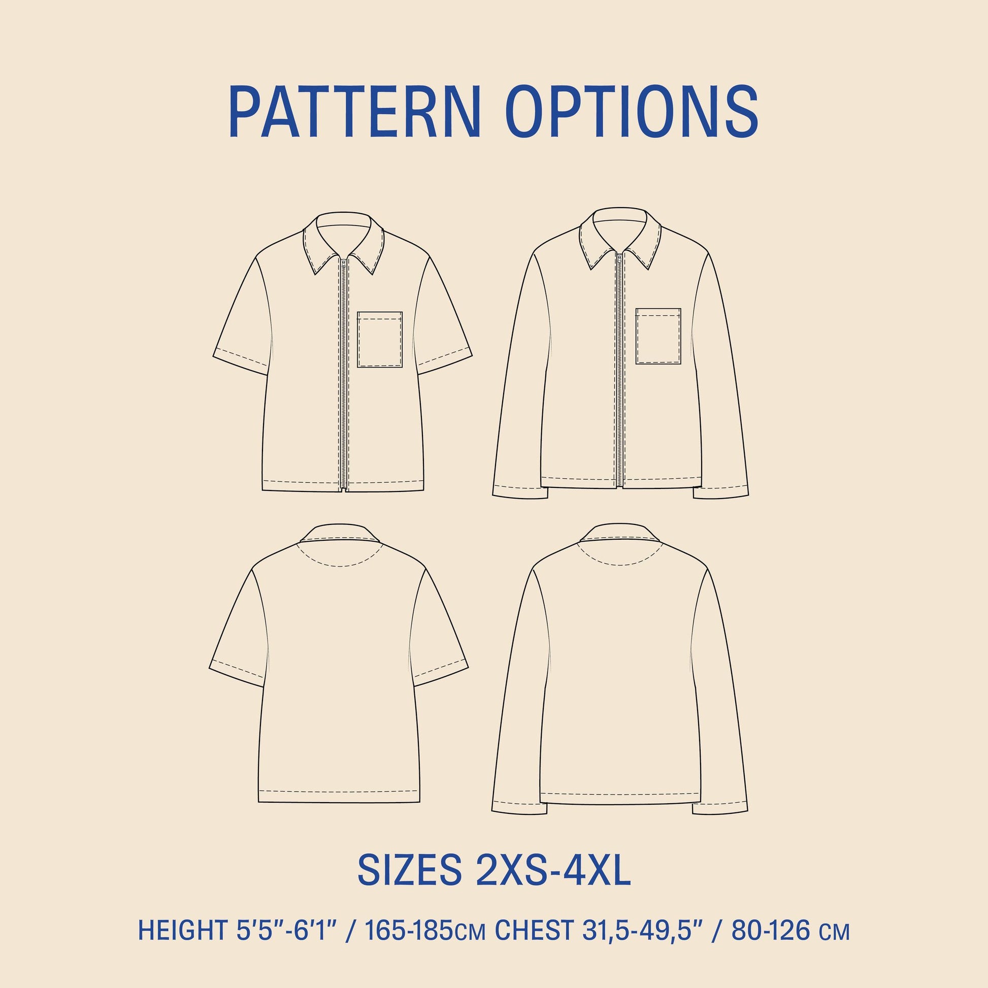 Men's Zip Shirt Sewing Pattern