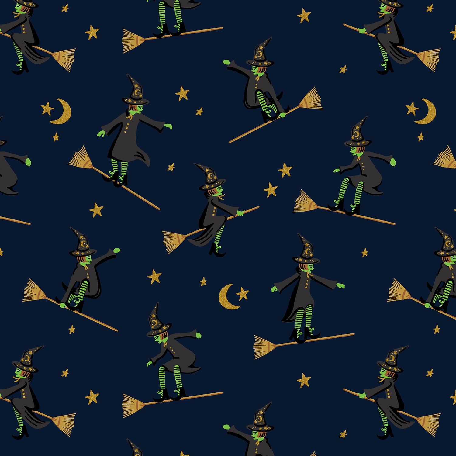 Cotton + Steel-Wicked Witches Navy Metallic-fabric-gather here online
