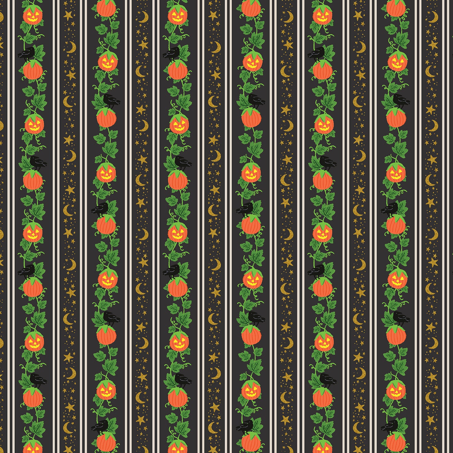 Cotton + Steel-Pumpkin Patch Black Metallic-fabric-gather here online