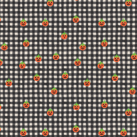 Cotton + Steel-Pumpkin Gingham Black-fabric-gather here online