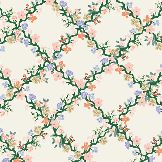 Cotton + Steel-Floral Trellis Cream-fabric-gather here online