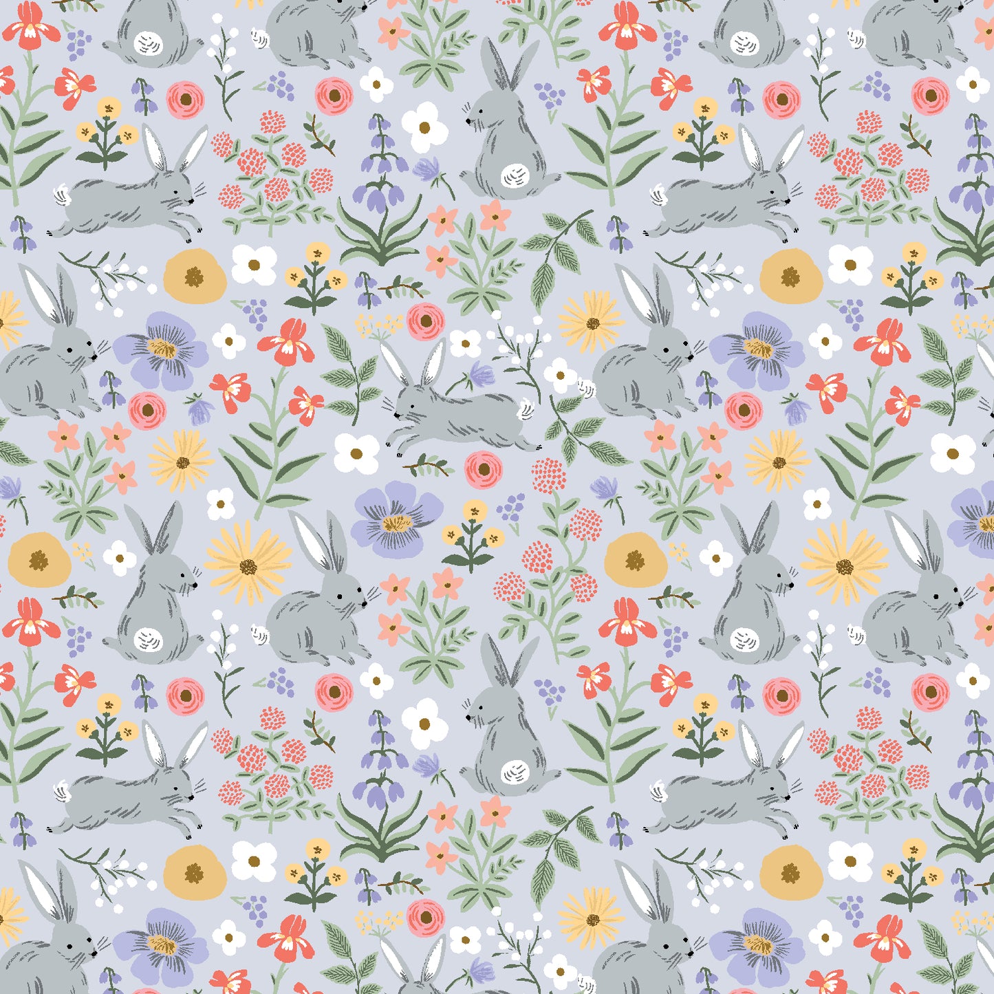 Cotton + Steel-Bunny Floral Blue-fabric-gather here online