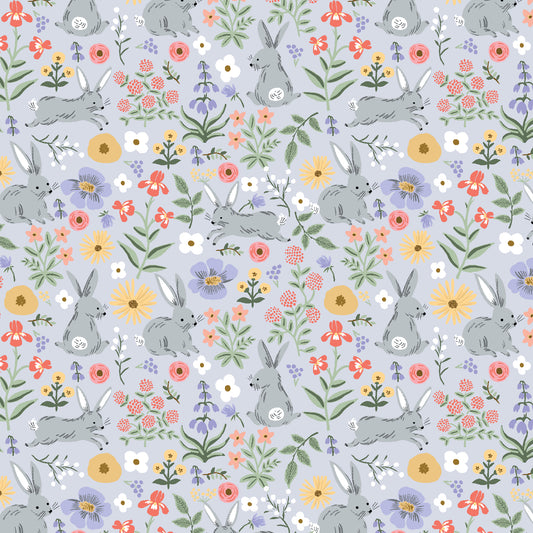 Cotton + Steel-Bunny Floral Blue-fabric-gather here online