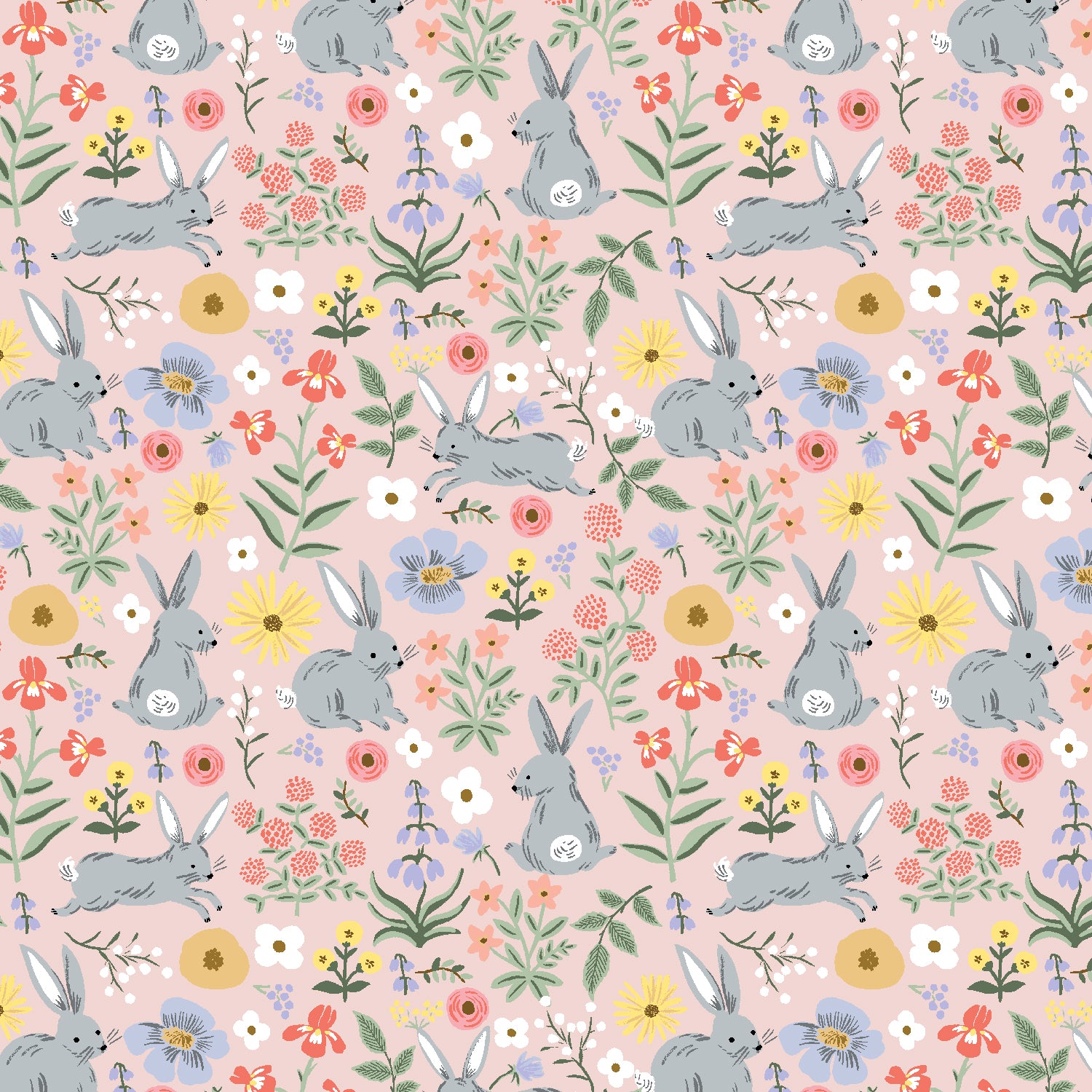Cotton + Steel-Bunny Floral Pink-fabric-gather here online