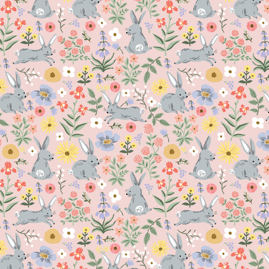 Cotton + Steel-Bunny Floral Pink-fabric-gather here online