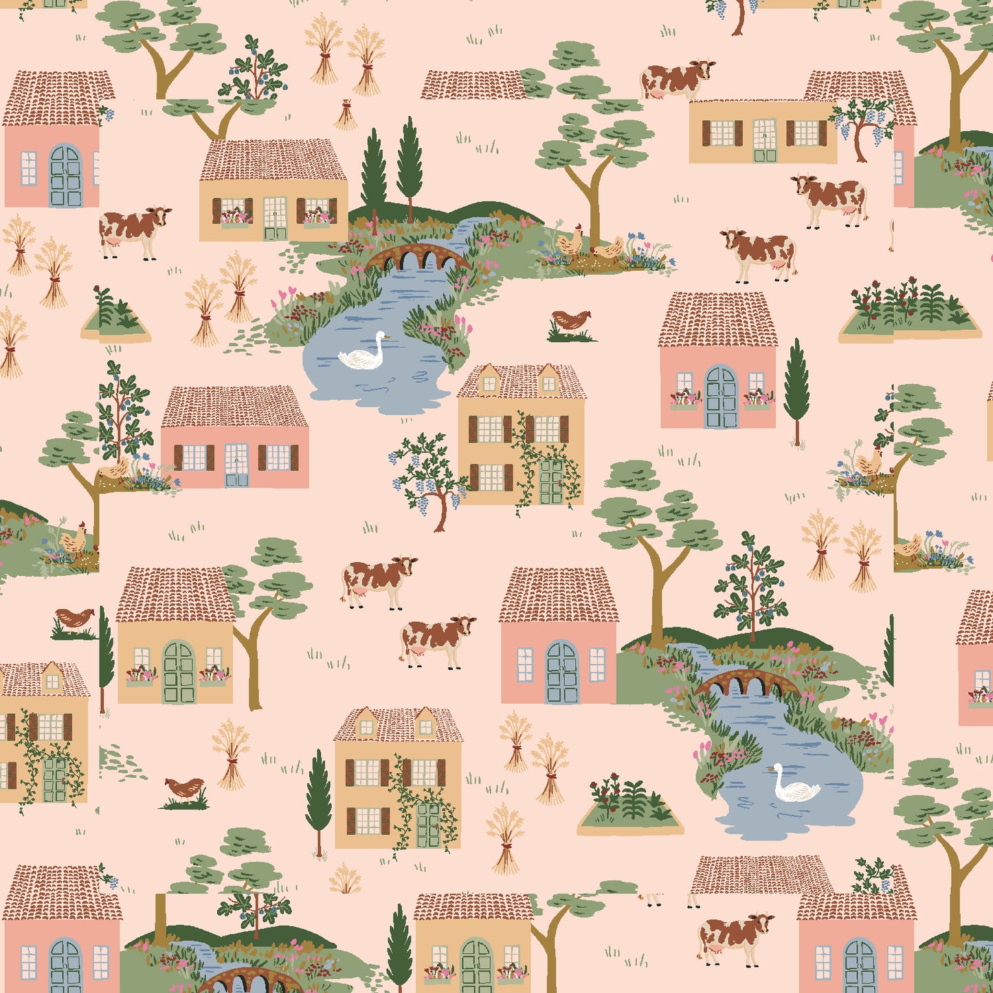 Cotton + Steel-Cotswolds Pink-fabric-gather here online
