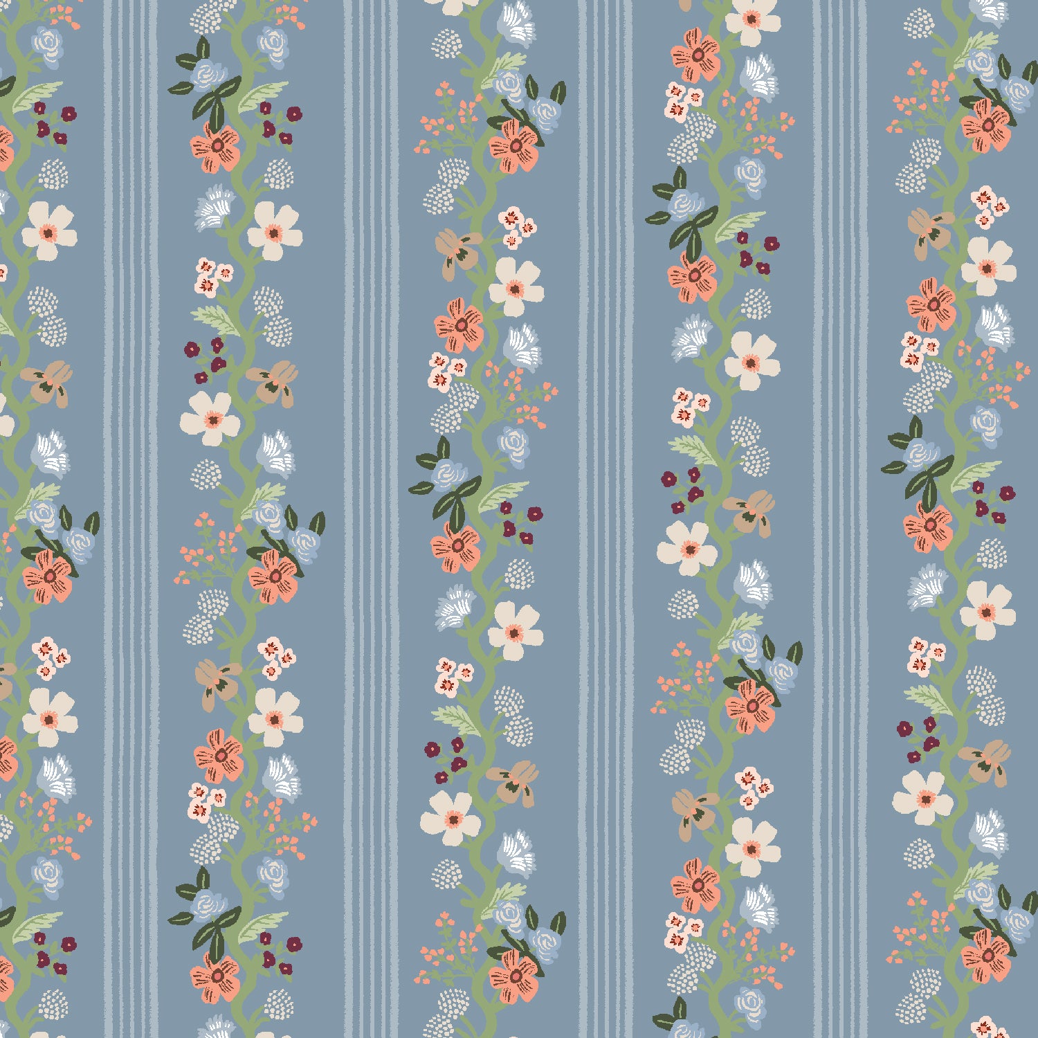 Cotton + Steel-Floral Trellis Stripe Slate-fabric-gather here online