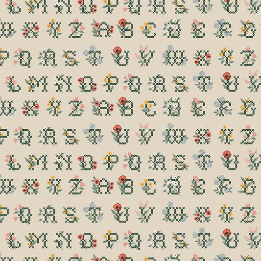 Cotton + Steel-Cross Stitch Letters Linen-fabric-gather here online