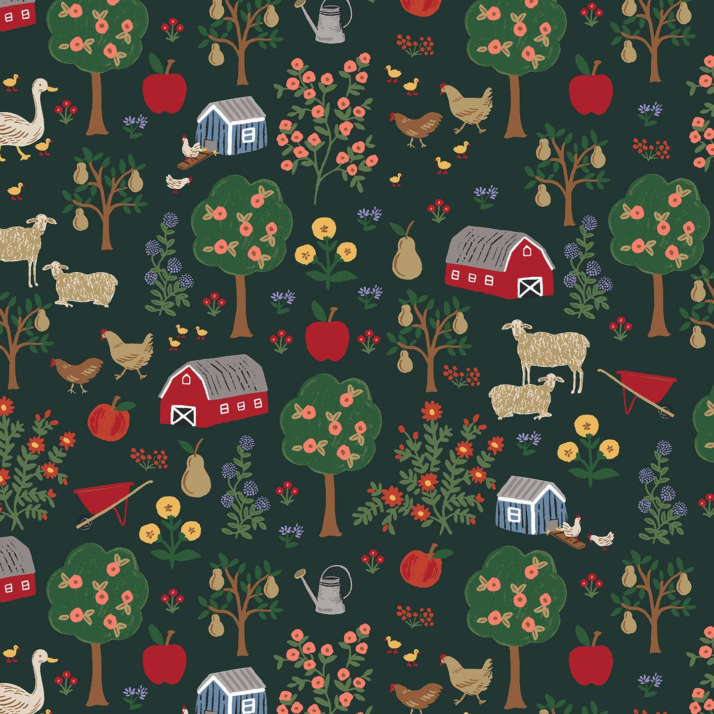 Cotton + Steel-Farmhouse Evergreen-fabric-gather here online