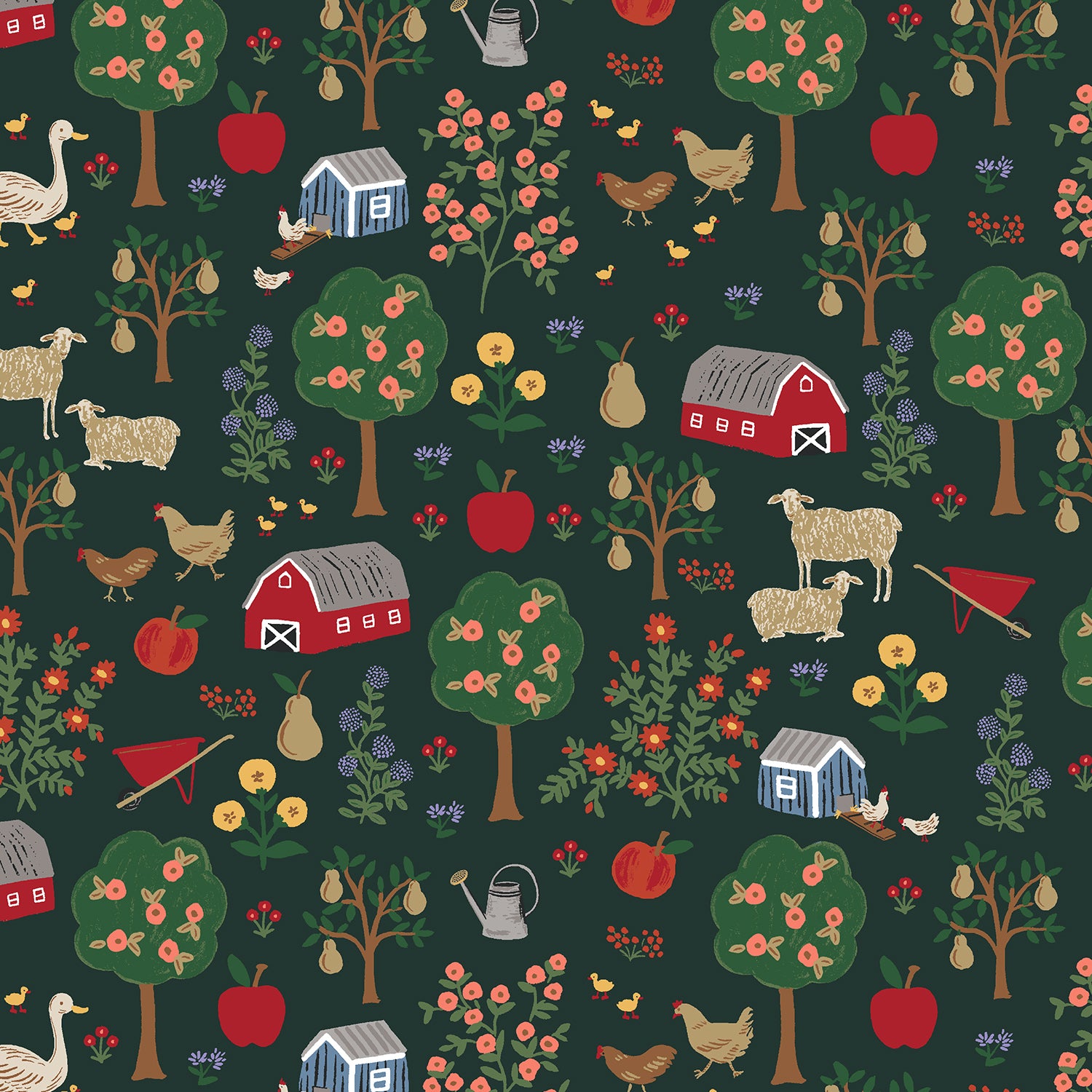 Cotton + Steel-Farmhouse Evergreen-fabric-gather here online
