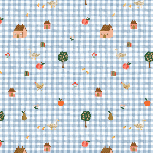 Cotton + Steel-Farmhouse Gingham Blue-fabric-gather here online