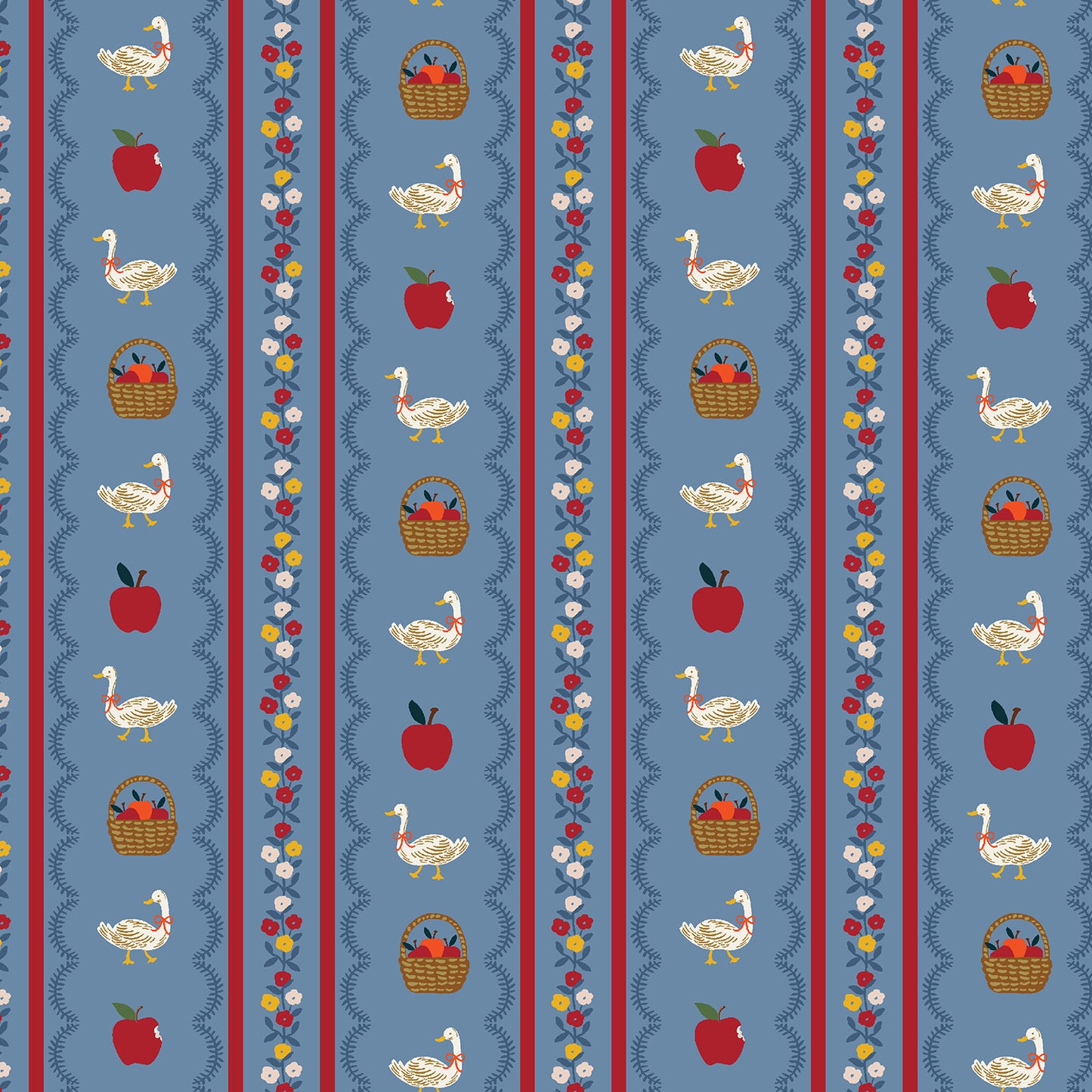 Cotton + Steel-Farmhouse Stripe Blue Canvas-fabric-gather here online