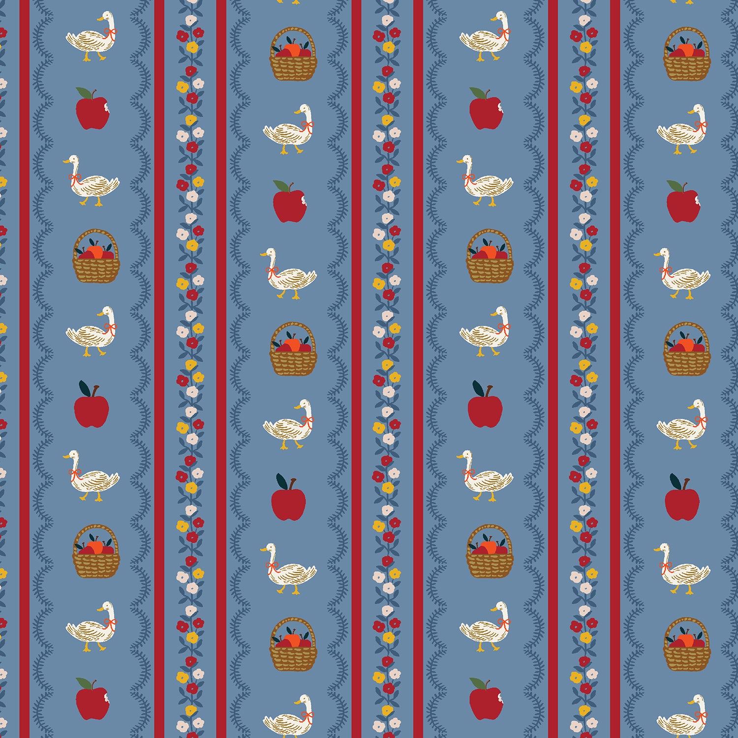 Cotton + Steel-Farmhouse Stripe Blue Canvas-fabric-gather here online