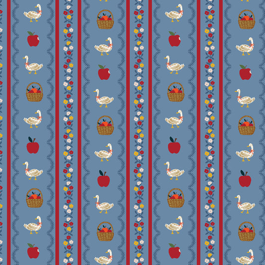 Cotton + Steel-Farmhouse Stripe Blue Canvas-fabric-gather here online