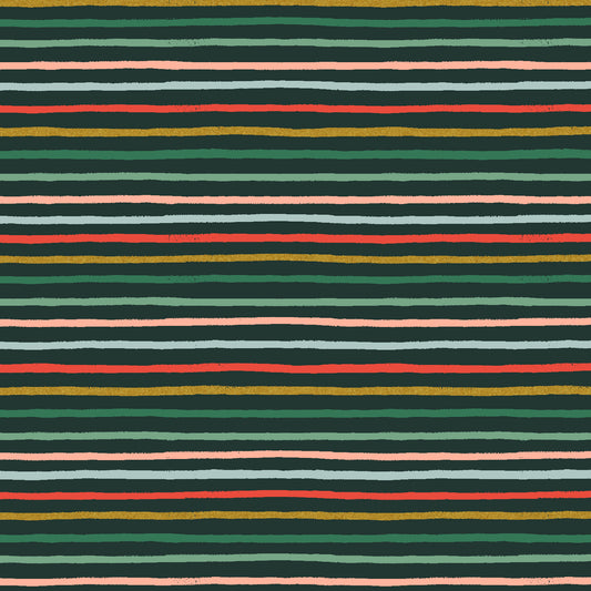 Cotton + Steel-Festive Stripe Evergreen Metallic-fabric-gather here online