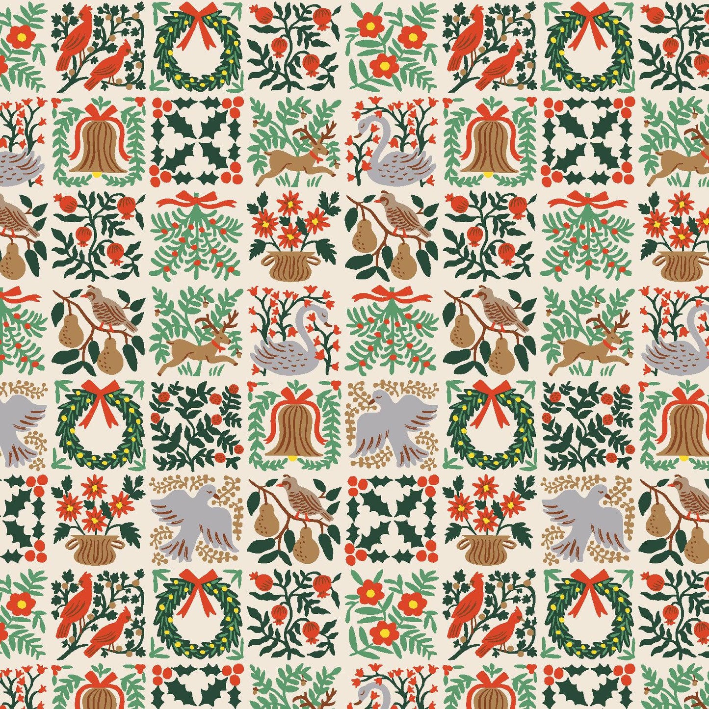 Cotton + Steel-Holiday Tapestry Cream-fabric-gather here online