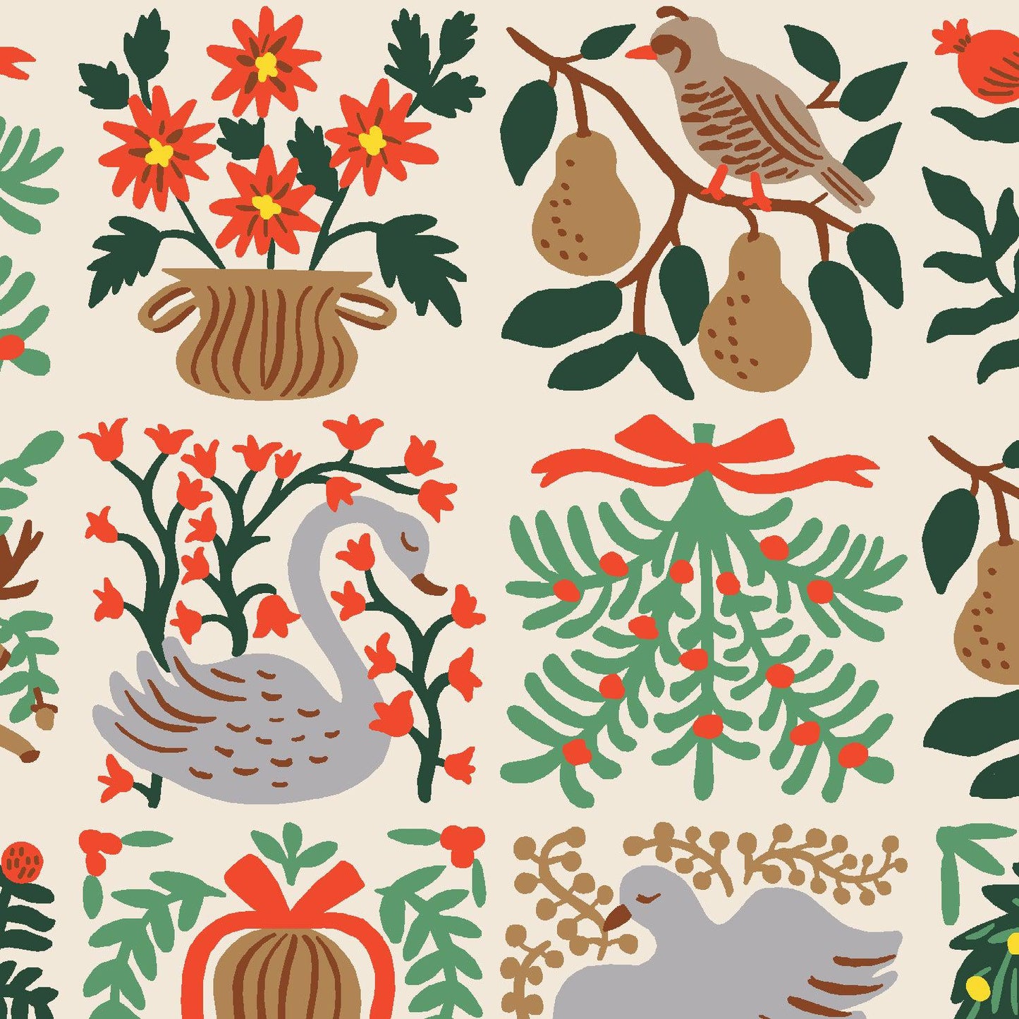 Cotton + Steel-Holiday Tapestry Cream Large-fabric-gather here online