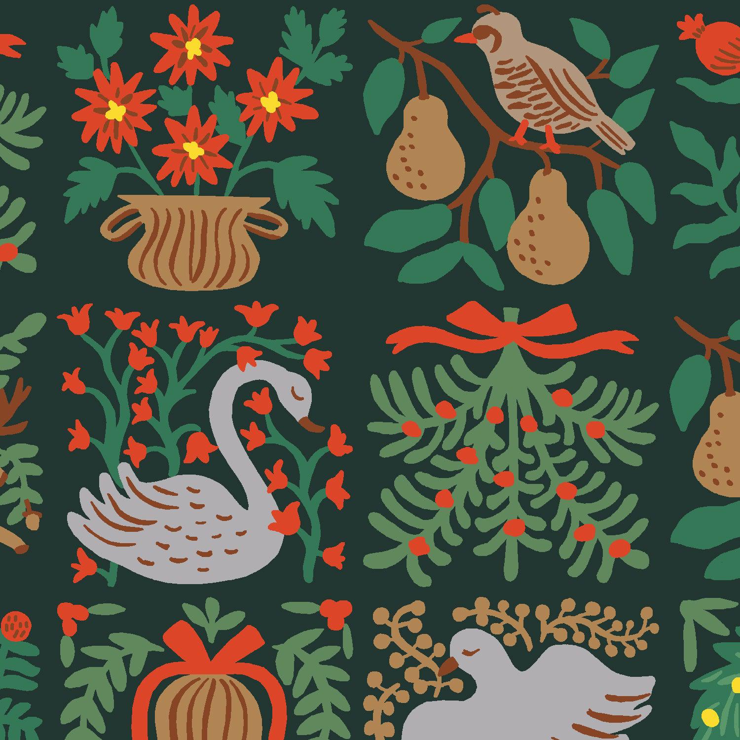 Cotton + Steel-Holiday Tapestry Evergreen Large-fabric-gather here online