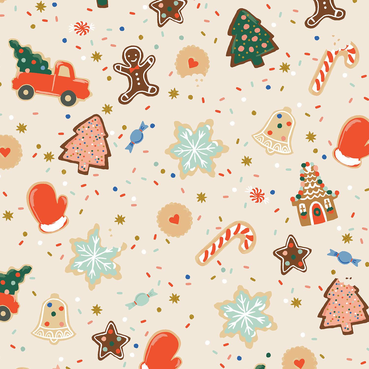 Cotton + Steel-Christmas Cookies Cream Metallic-fabric-gather here online