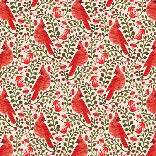 Cotton + Steel-Cardinals Cream Metallic-fabric-gather here online