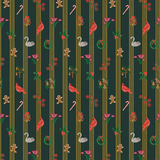 Cotton + Steel-Yuletide Evergreen Metallic-fabric-gather here online