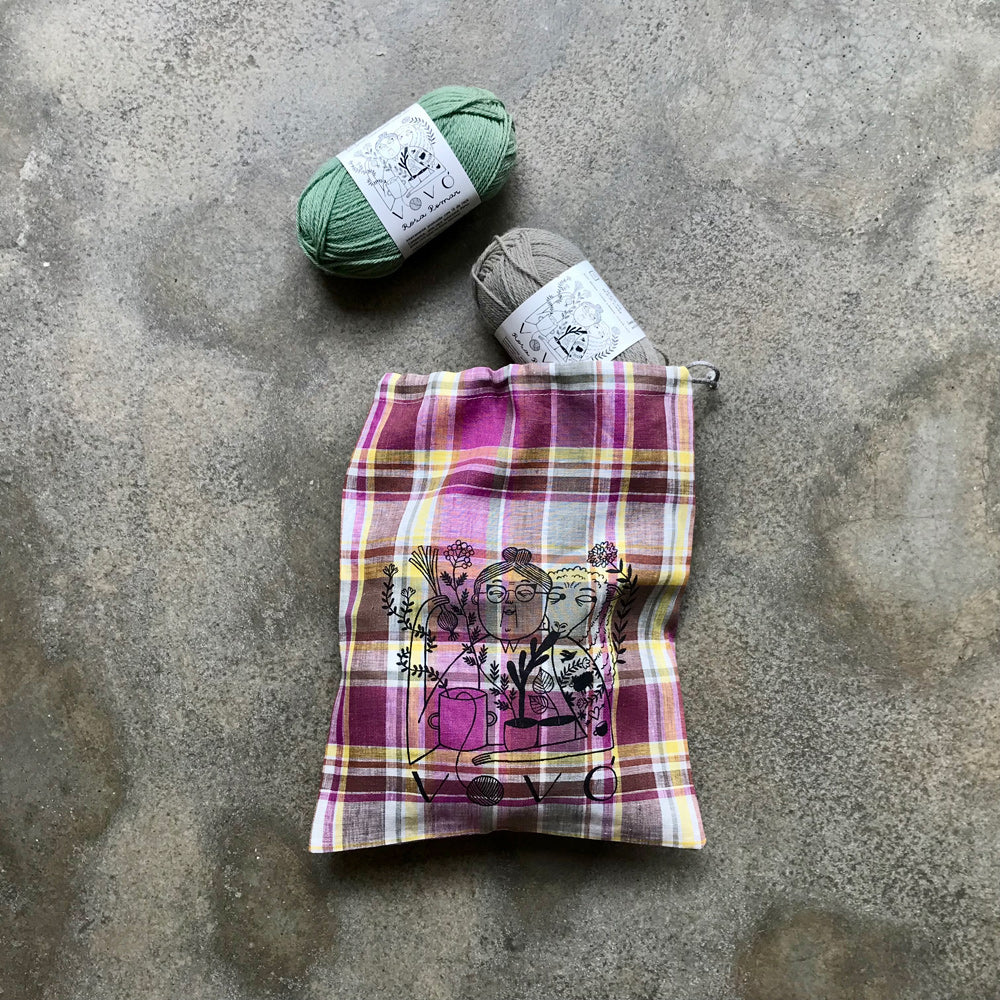 Retrosaria Rosa Pomar-Vovó Natural Drawstring Project Bag-craft organizer-gather here online