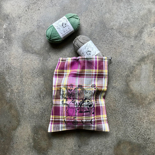 Retrosaria Rosa Pomar-Vovó Natural Drawstring Project Bag-craft organizer-gather here online