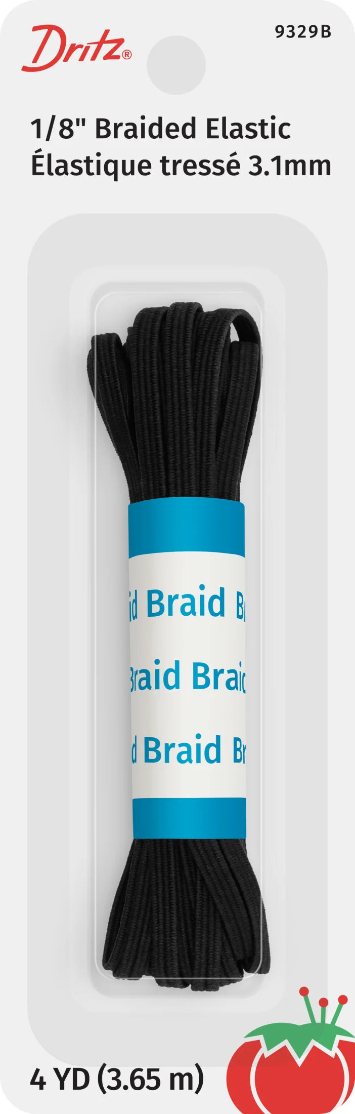 1/8" Black Braided Elastic, 4yds