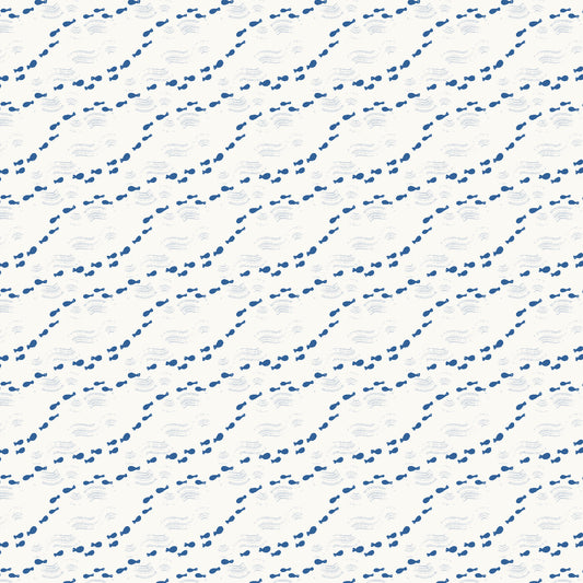 Cotton + Steel-Fish Family Blue Lagoon-fabric-gather here online