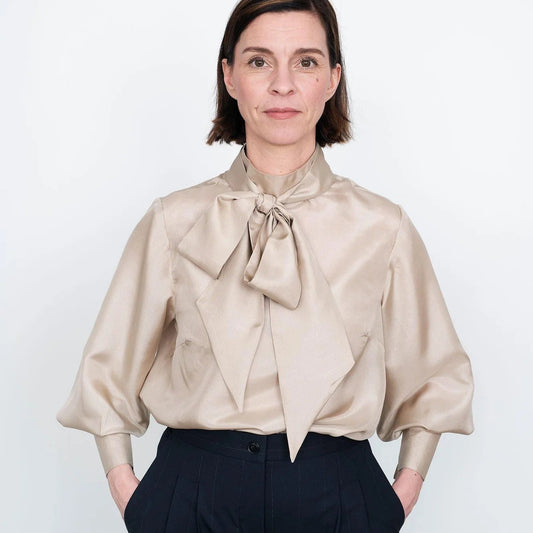 Assembly Line-Tie Bow Blouse Pattern-sewing pattern-gather here online