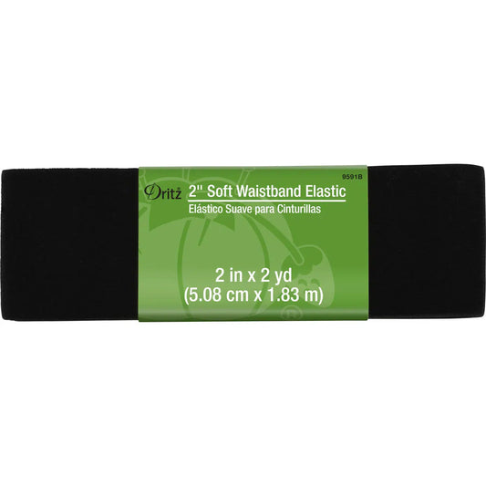 Dritz-2" Soft Waistband Elastic, 2yds - Black-elastic-gather here online