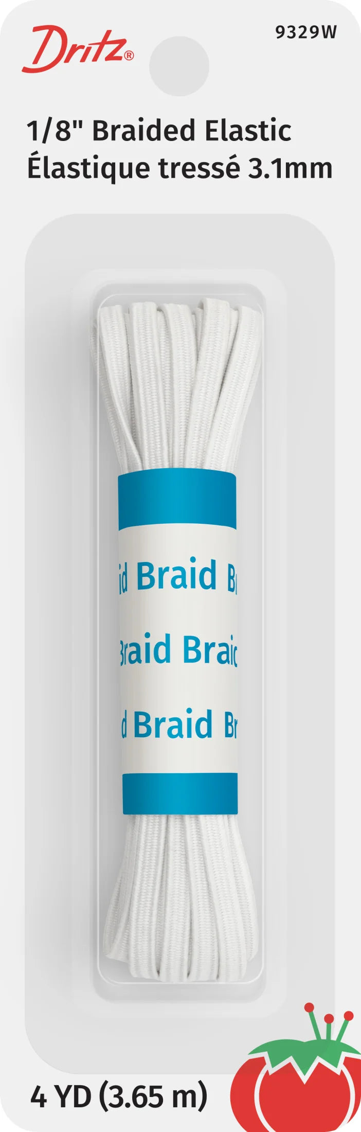 1/8" White Braided Elastic, 4yds