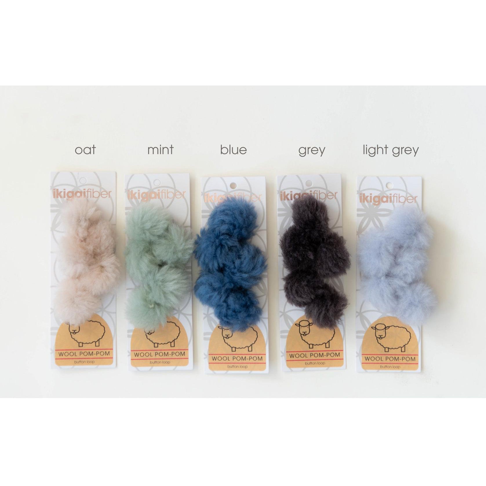 Ikigai Fiber-Wool Pom-Pom 5 Pack, 4cm-pompoms-Mint-gather here online