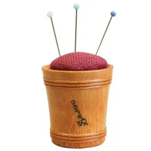 Sajou-Wooden Pincushion - Linen-sewing notion-Dark Red-gather here online