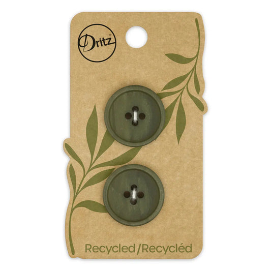 Dritz-23mm Recycled Paper Button Card - Dark Olive-button-gather here online