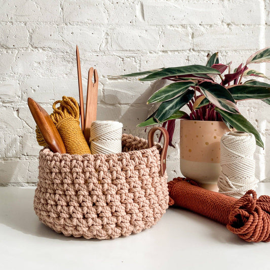 Flax & Twine-Chelsea Rope Basket Kit - Blush-knitting / crochet kit-gather here online