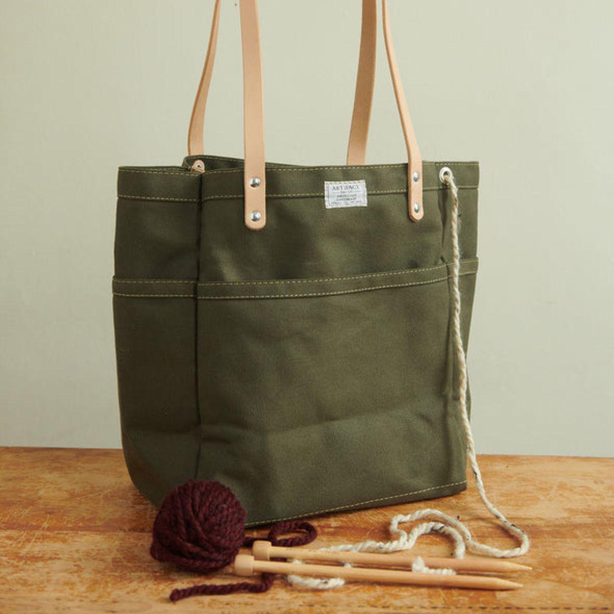 Artifact-Knitting Project Bag - Olive-accessory-gather here online