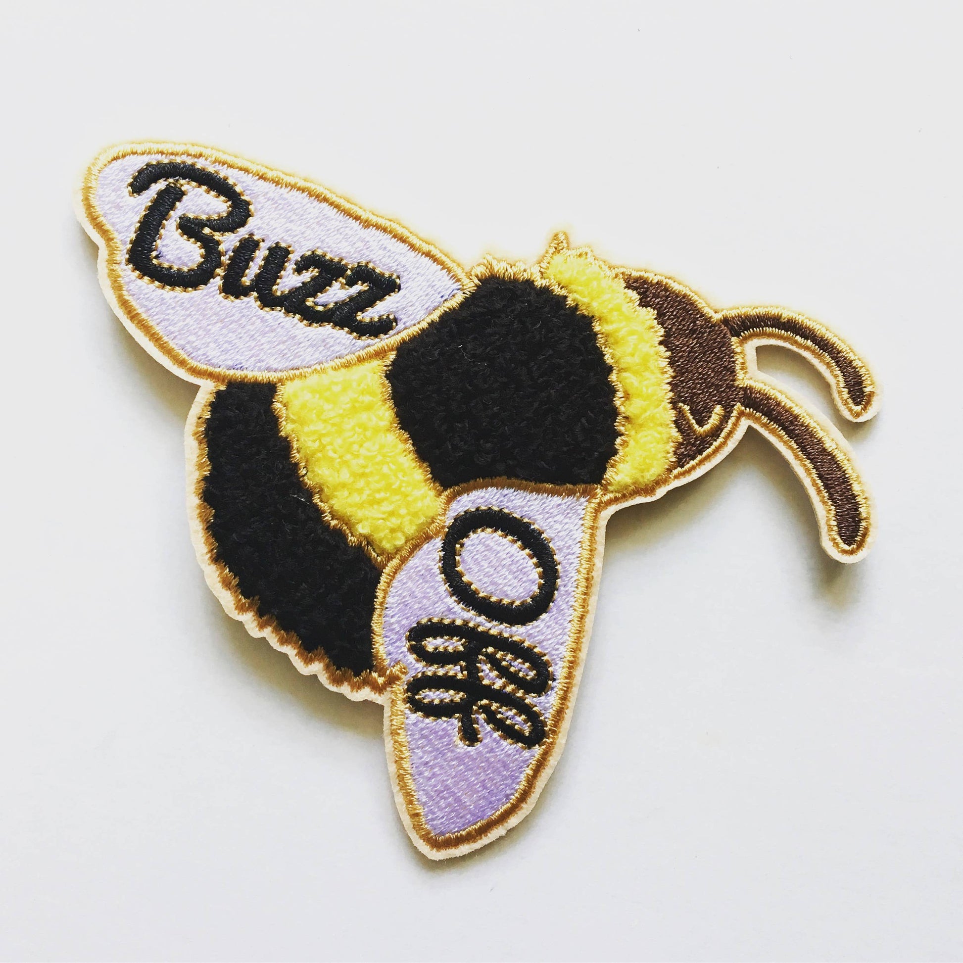 ILOOTPAPERIE-Buzz Off Bumble Bee Chenille Iron On Patch-accessory-gather here online