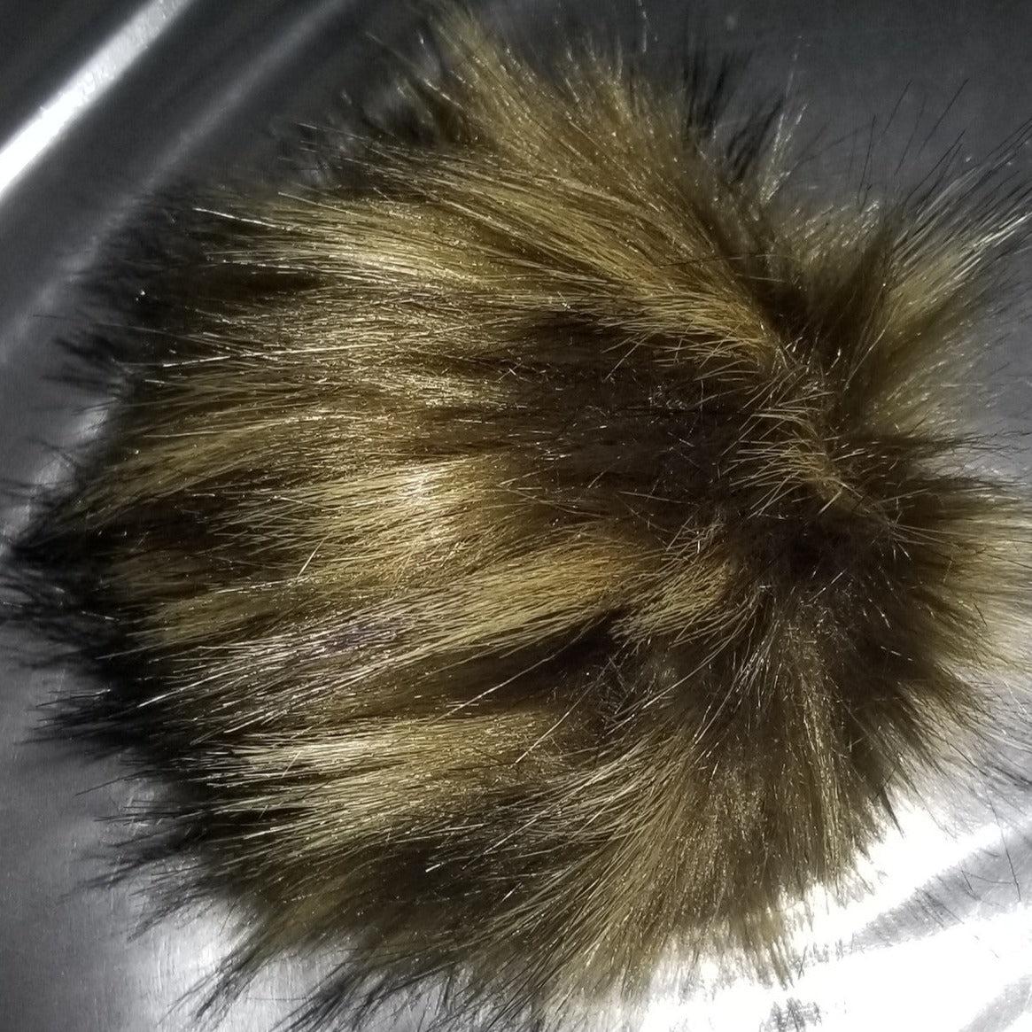 McPorter Farm-Faux Raccoon Fur Pompom - Golden with Black-pompoms-gather here online