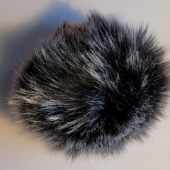 McPorter Farm-Faux Wombat Fur Pompom - Frosted Black-pompoms-gather here online