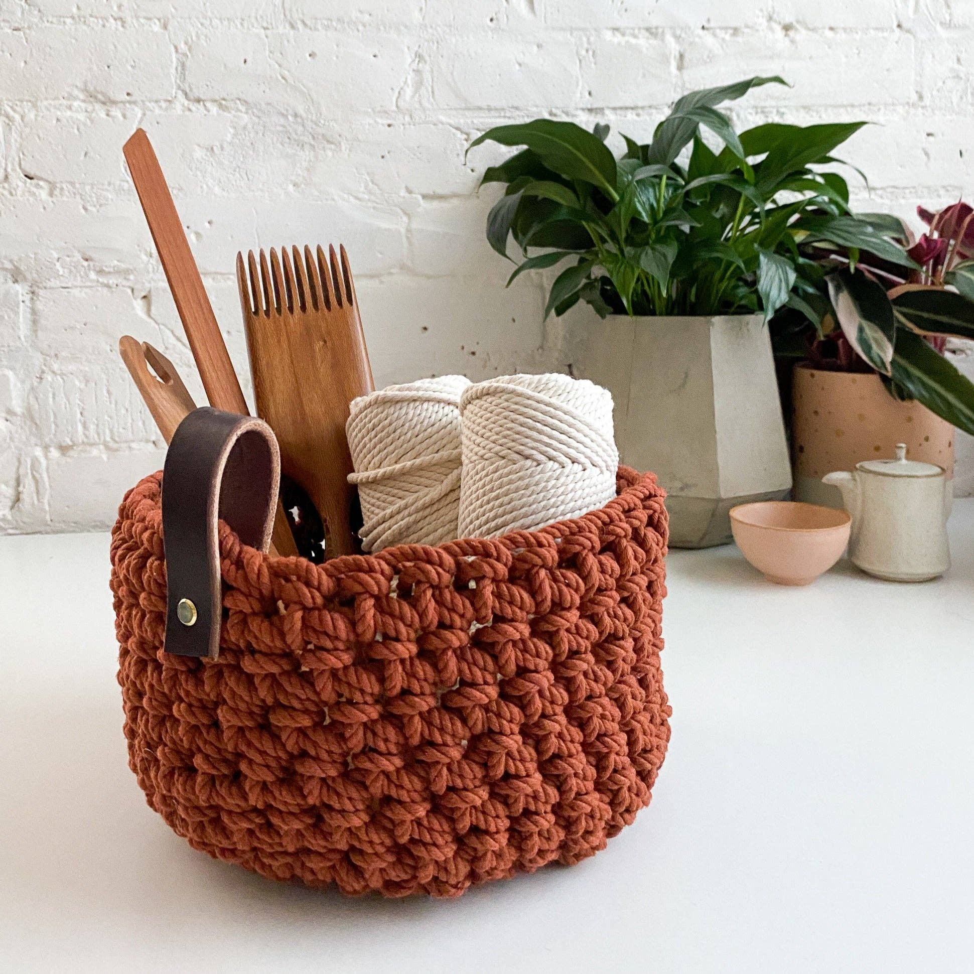 Flax & Twine-Chelsea Rope Basket Kit - Terra Cotta-knitting / crochet kit-gather here online