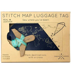 Chasing Threads-Stitch Where You’ve Been Luggage Tag - Navy-xstitch kit-gather here online