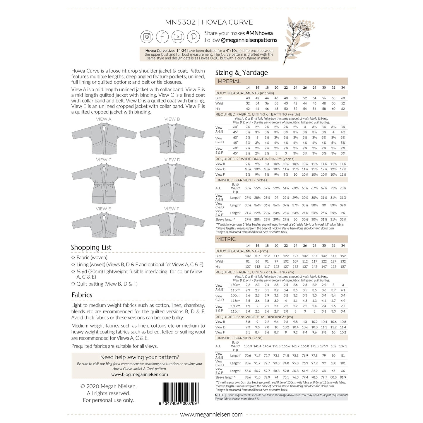 Megan Nielsen-Hovea Jacket & Coat Pattern-sewing pattern-gather here online