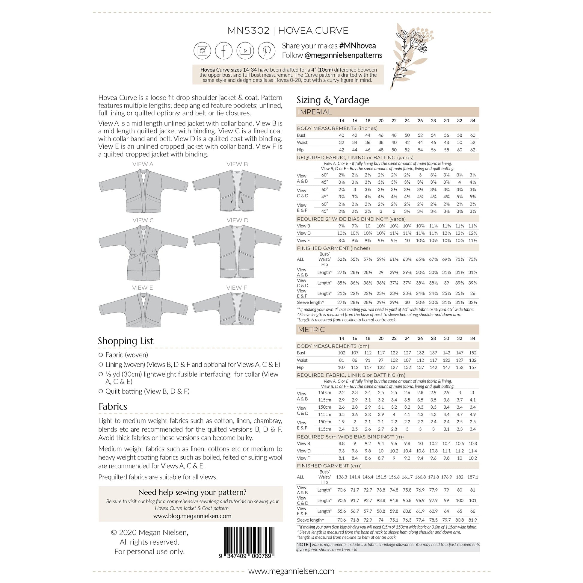 Megan Nielsen-Hovea Jacket & Coat Pattern-sewing pattern-gather here online
