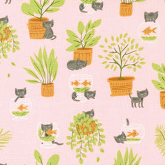 Moda-Mischievous Kitty Pink-fabric-gather here online