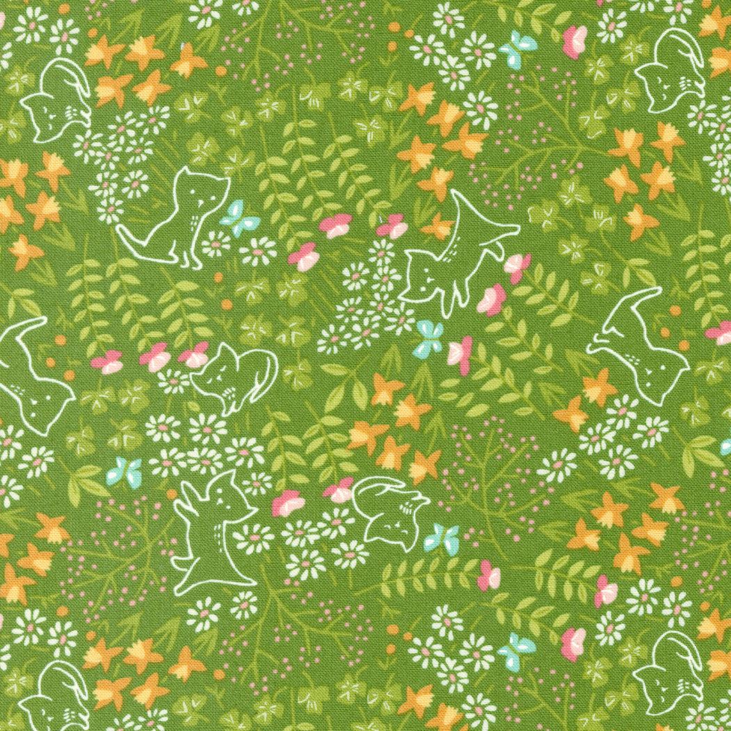 Moda-Garden Kitty Grass-fabric-gather here online