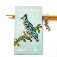 Firefly Notes-Blue Jay Round Stitch Marker - Single-knitting notion-gather here online