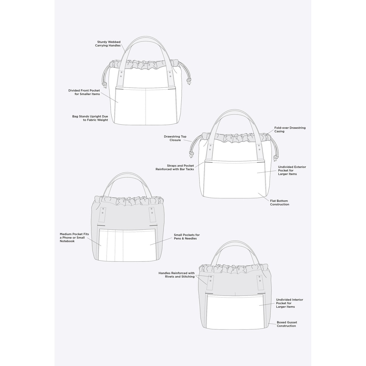 Grainline Studio-Town Bag Pattern-sewing pattern-gather here online