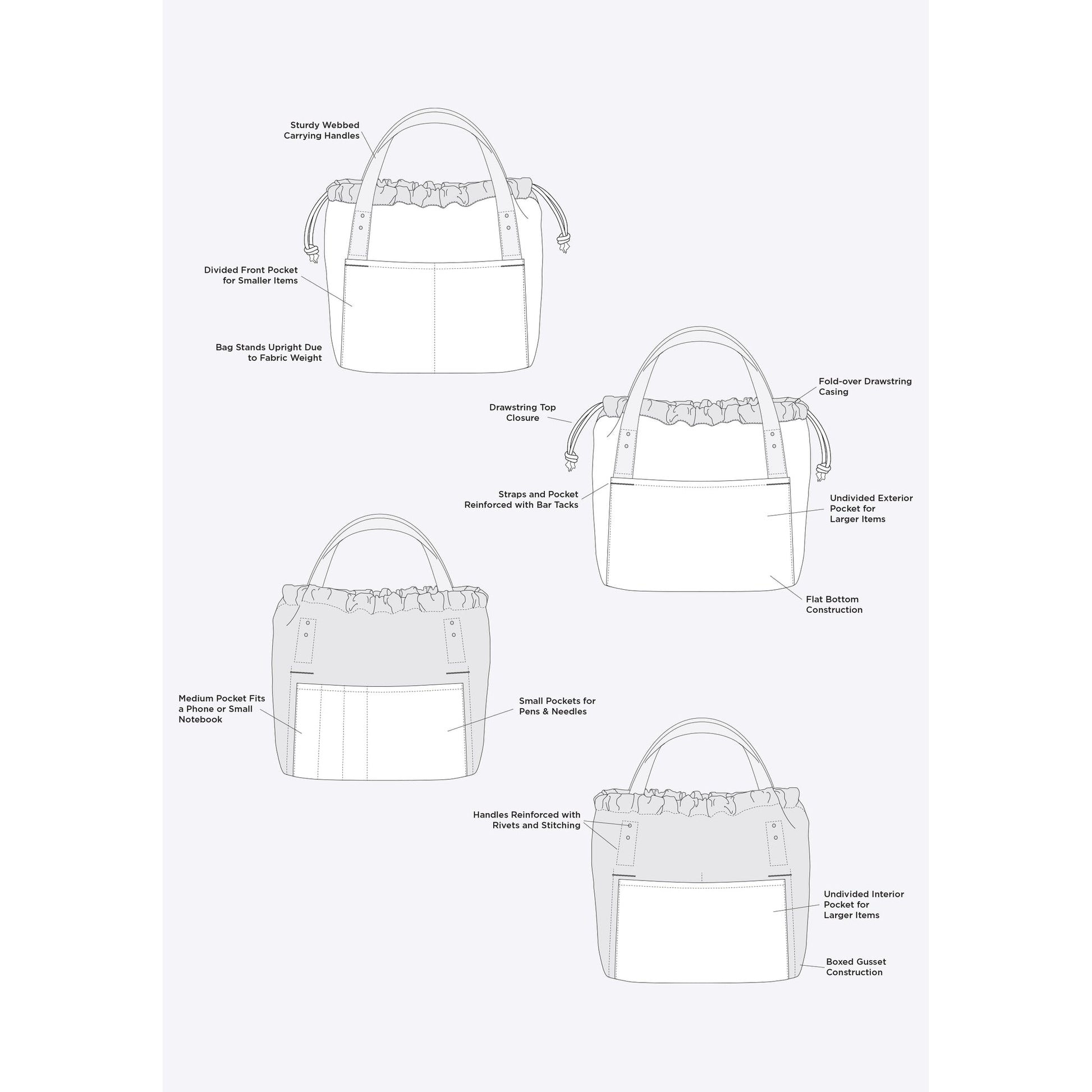 Grainline Studio-Town Bag Pattern-sewing pattern-gather here online