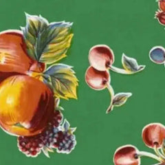 Oilcloth International-Pears & Apples Oilcloth on Green-fabric-gather here online